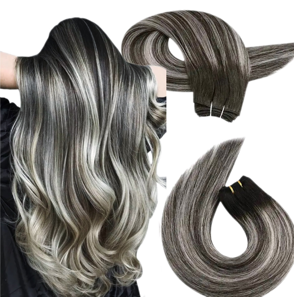 Mini Set Clip-On Balayage #1B Light Grey - Extensii de par București